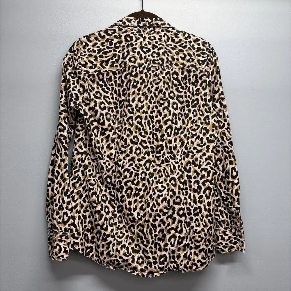 J. Crew - Leopard/Pink Button-up Cotton Poplin Shirt in Signature Fit - Sz Small